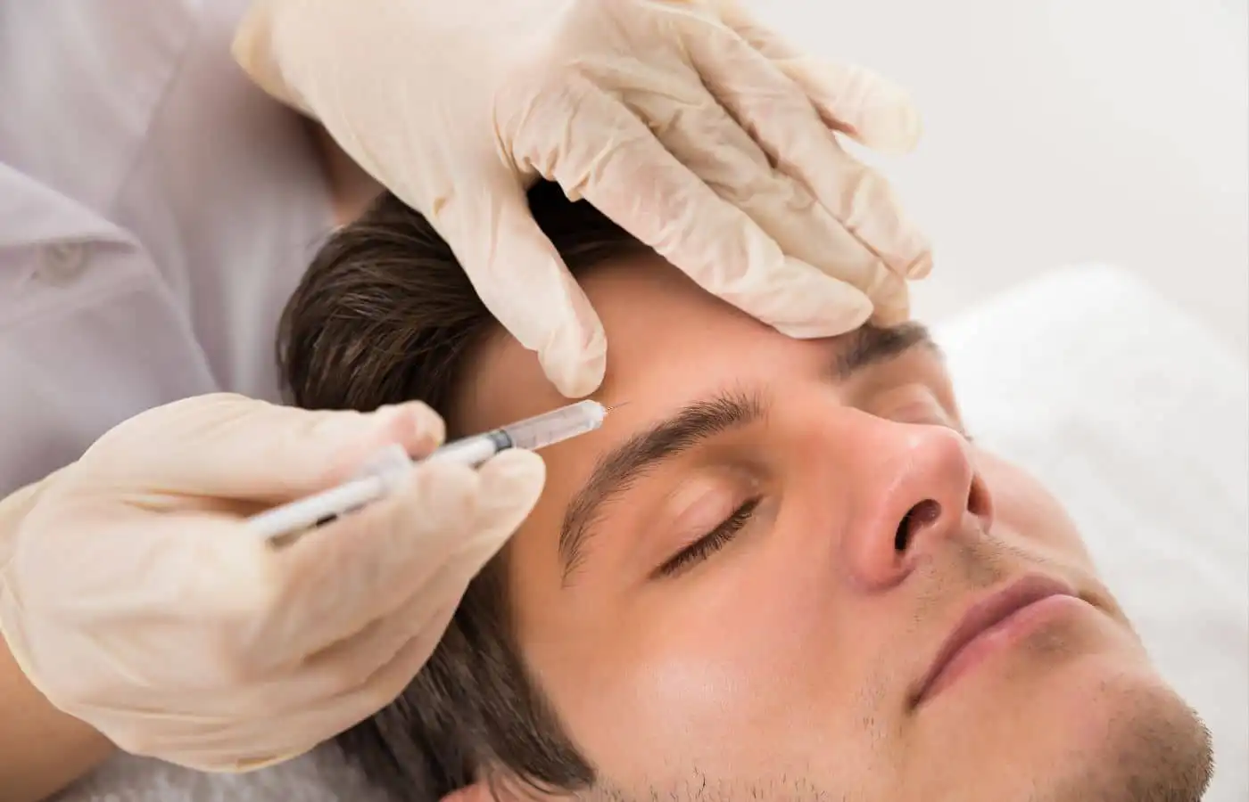 Man receiving botox injections in South Jordan, Utah.