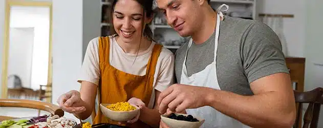 Couple eating healthy