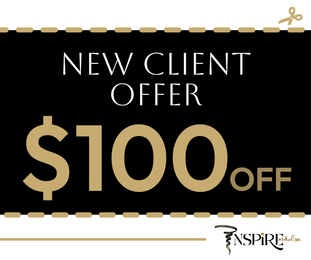 Inspire Med Spa new client offer coupon with $100 off promotion